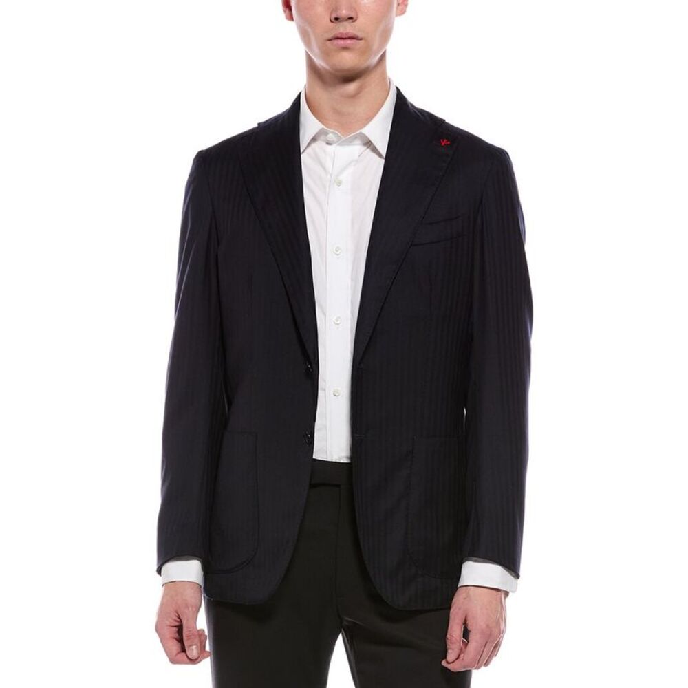 Isaia Mens Wool & Cashmere-Blend Blazer, Blue